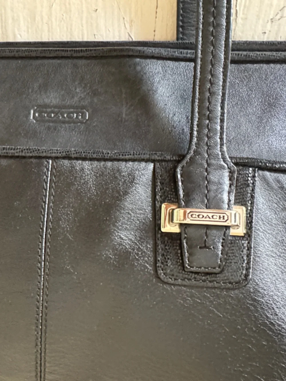 Coach Taylor Alexis black leather carry all
